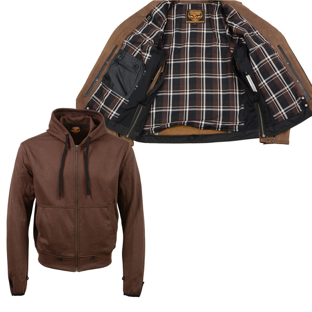 Milwaukee Leather Men's Premium Leather Motorcycle Riders Vented Jacket with Removable Hoody Liner - X-Large