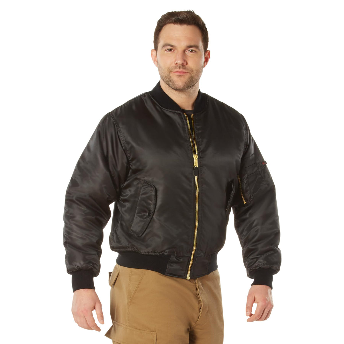 Rothco MA-1 Flight Jacket – Iconic Bomber Style Cold Weather Coat Windbreaker, Black, M