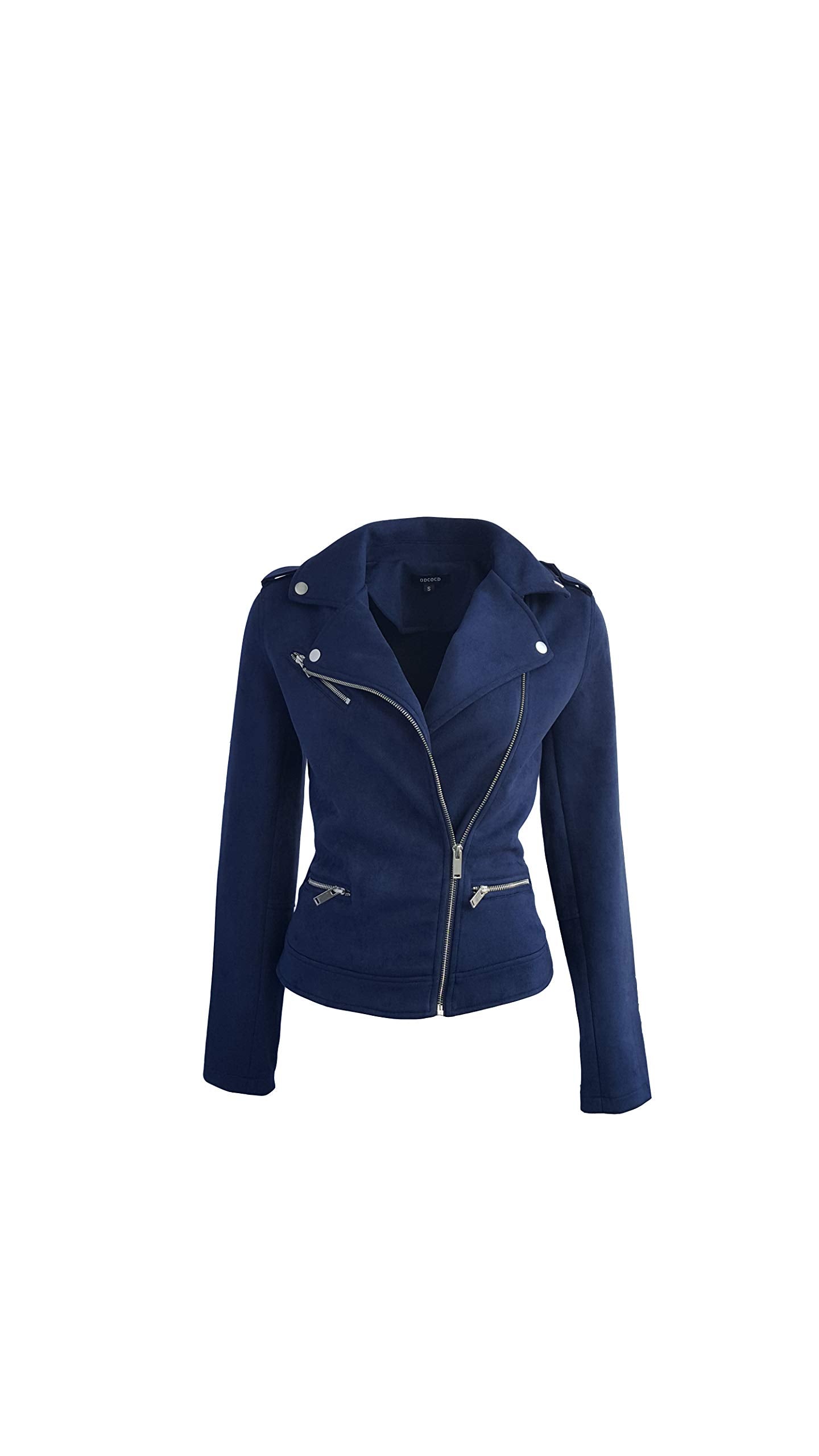 ODCOCD Faux Suede Jacket for Women Long Sleeve Zipper Up Casual Outwear (X-Small, Navy)