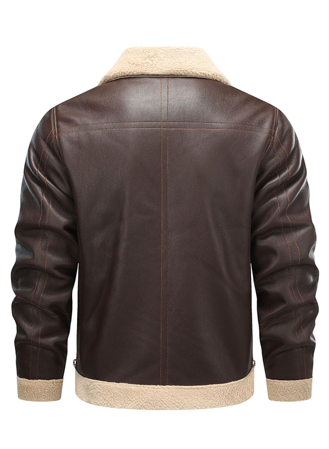 HOOD CREW Men’s Bomber Jacket Winter Coat Stylish Faux Fleece Lined Leather Jackets Coffee L