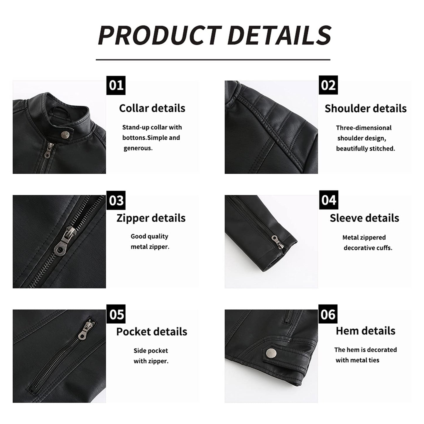 DEAR MODEL Faux Leather Jacket Women Bomber Jacket Women's Belted Motorcycle Jacket,Black,M
