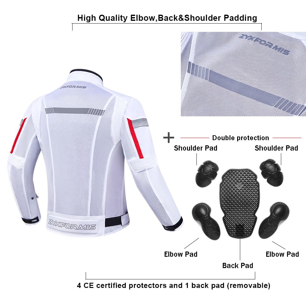 Zyxformis Motorcycle Jacket for Men, CE Armored Mesh Motorbike Jacket for Summer, Breathable Protective Gear for Motorcycling