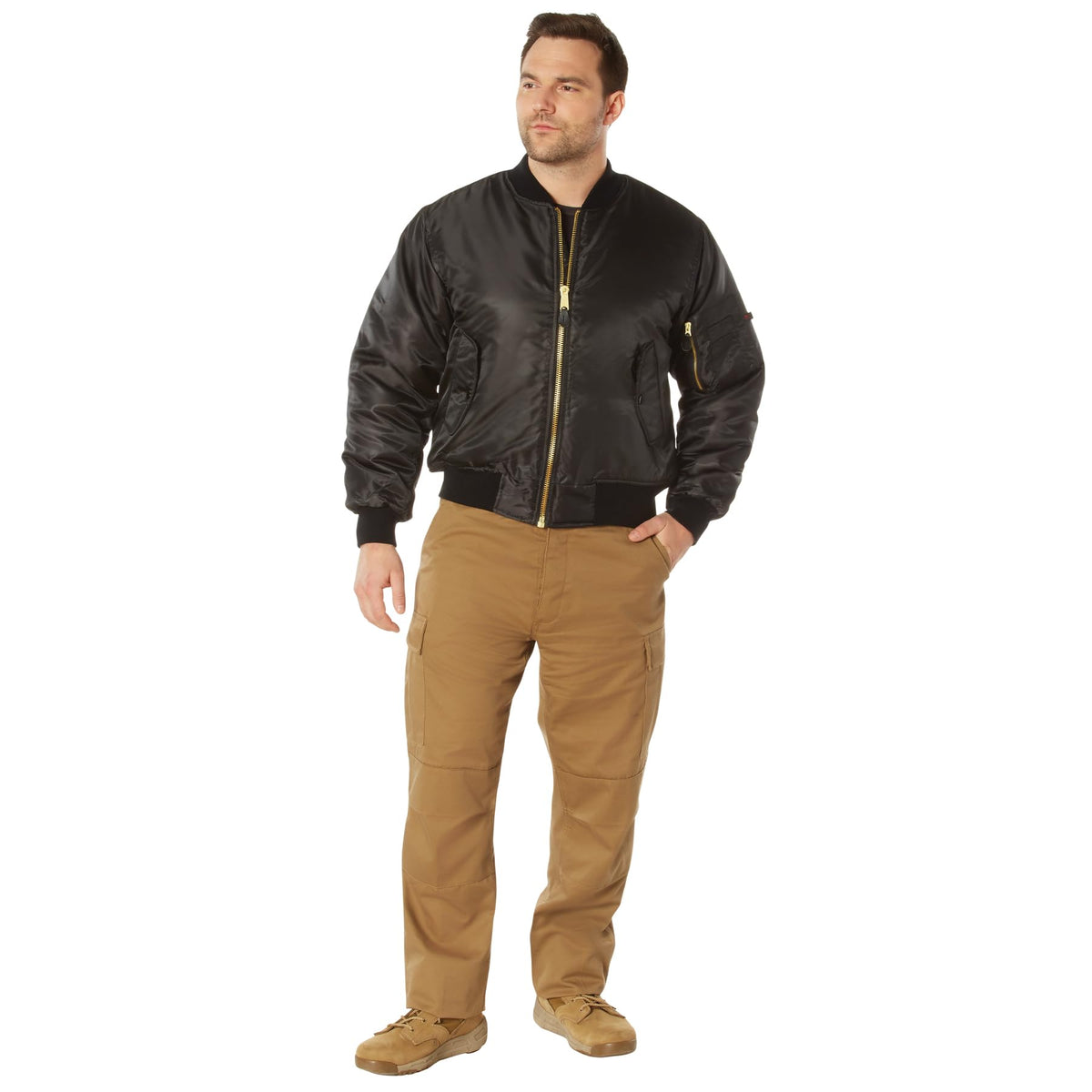 Rothco MA-1 Flight Jacket – Iconic Bomber Style Cold Weather Coat Windbreaker, Black, M