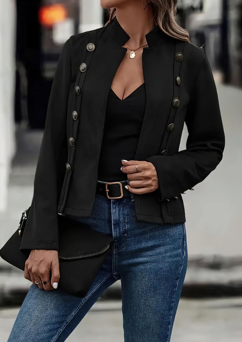 chouyatou Women's Faux Suede Leather Jacket 2025 Fall Winter Clothes Casual Business Long Sleeve Blazer Jacket Coat (X-Large, Black)