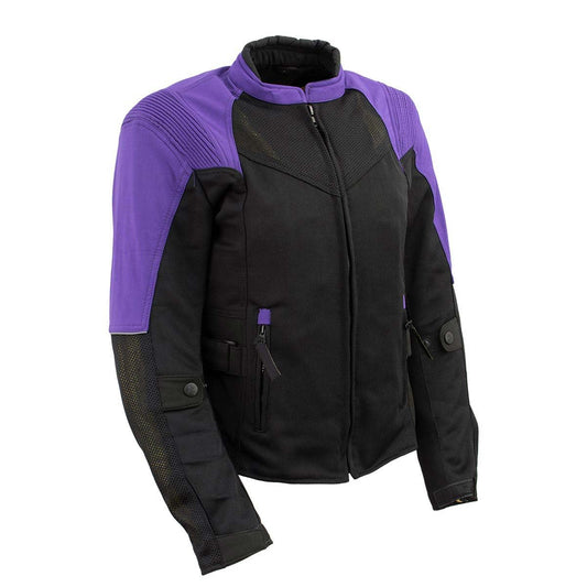 Milwaukee Leather Women's Be Cool Black/Purple Textile Motorcycle Jacket w/CE Armor - MPL22701 - XX-Large