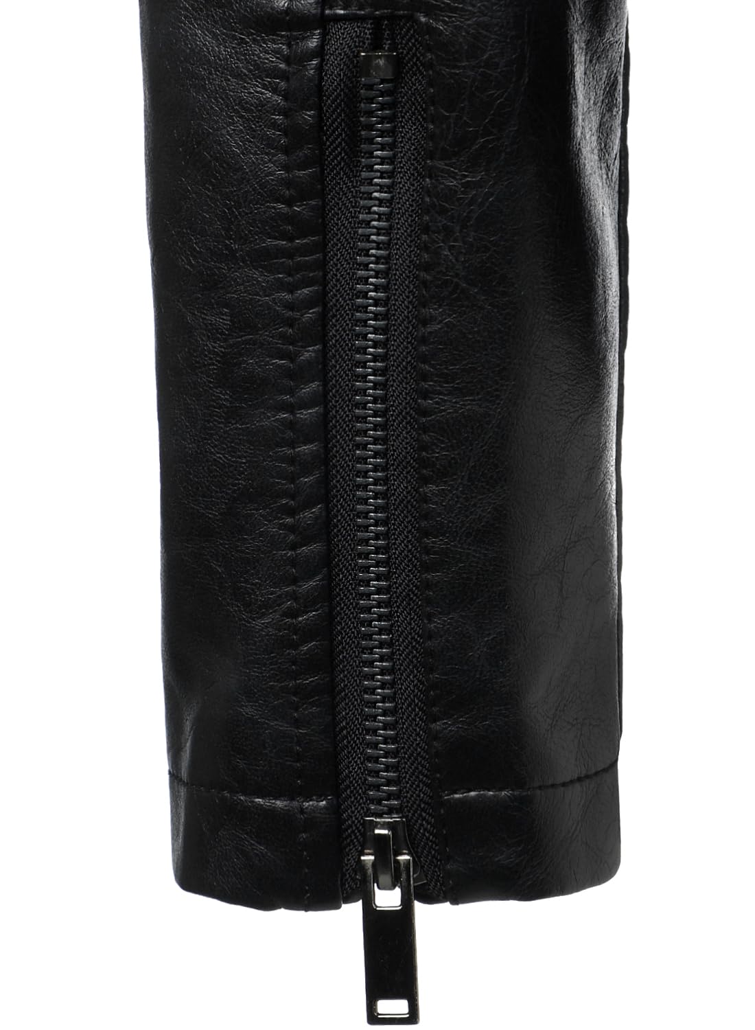 HOOD CREW Mens Faux Leather Bomber Jacket Classic Style Motorcycle Jackets Black S