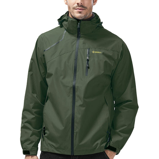 Kugnala Mens Rain Jacket Waterproof Raincoat Lightweight Rain Coat Hooded Windproof Windbreaker Jackets for Men Hiking Cycling Travel Green 6XL