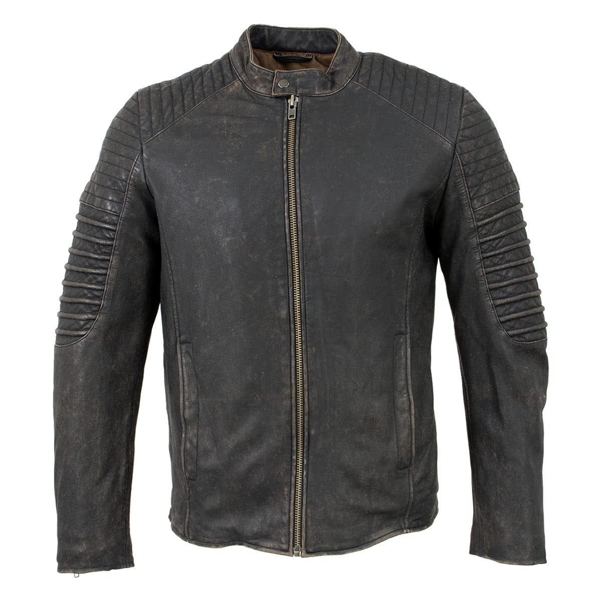 Milwaukee Leather Vintage SFM1808 Men's Brown Leather Seamed Shoulder Zipper Front Jacket - Large
