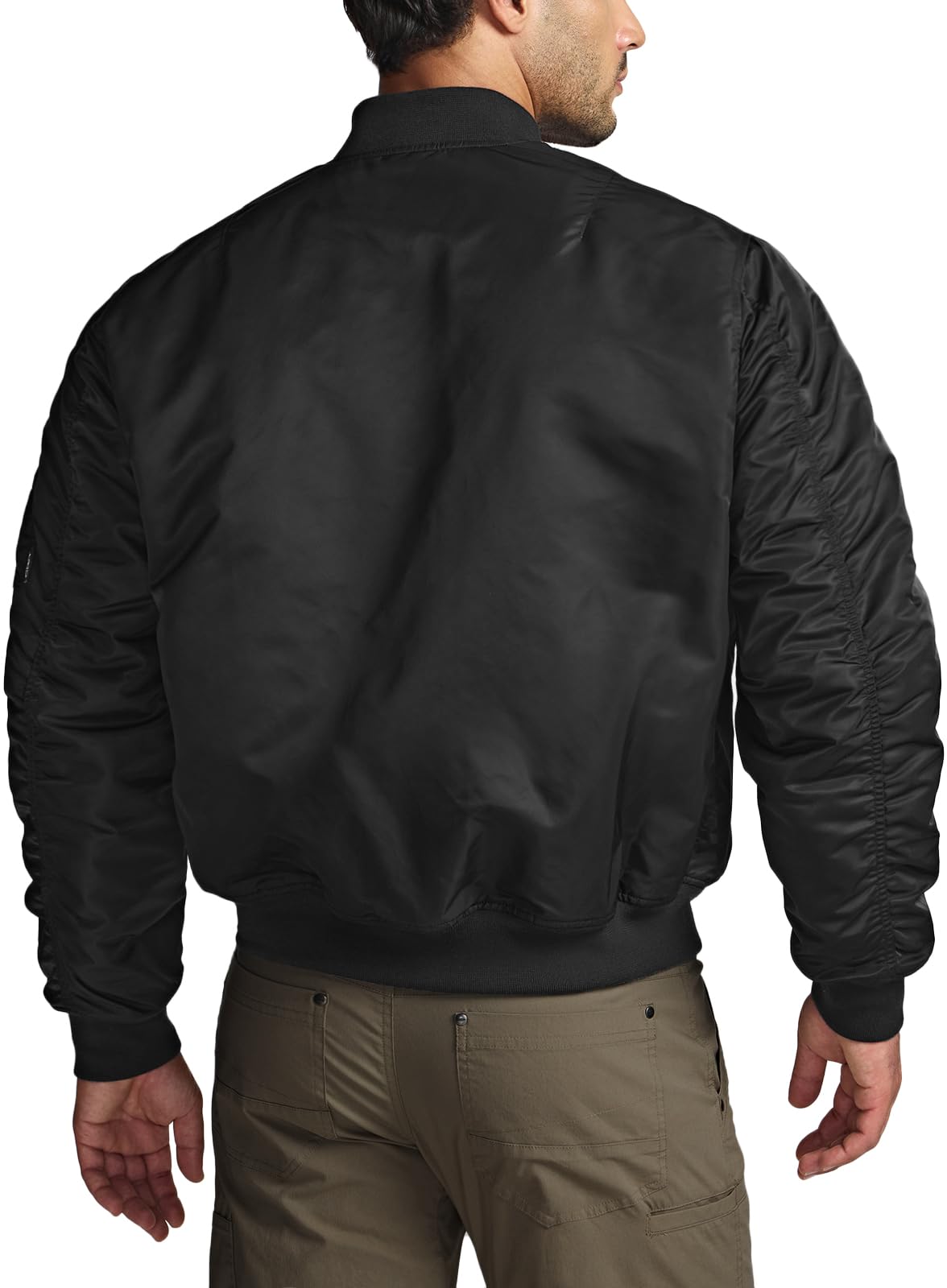 CQR Men's Casual Bomber Jacket, Outdoor Fall/Winter Zip-Up Windbreaker, Water Resistant Padded MA-1 Flight Jacket with Pocket, Watcher Black, Medium