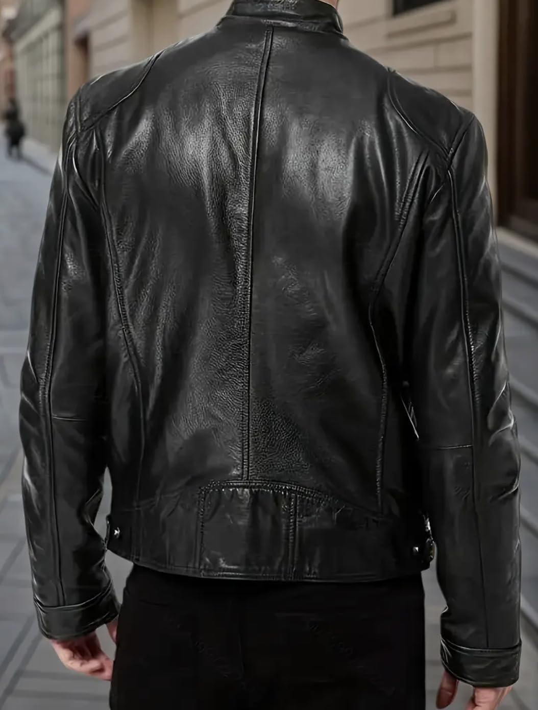 Elyora Men’s Leather Jacket Classic Biker Style Motorcycle Coat Fit Fashion Outerwear for Casual, Travel & Work Lightweight Fall & Winter Jackets for Men (US, Alpha, Large, Regular, Regular, Black)