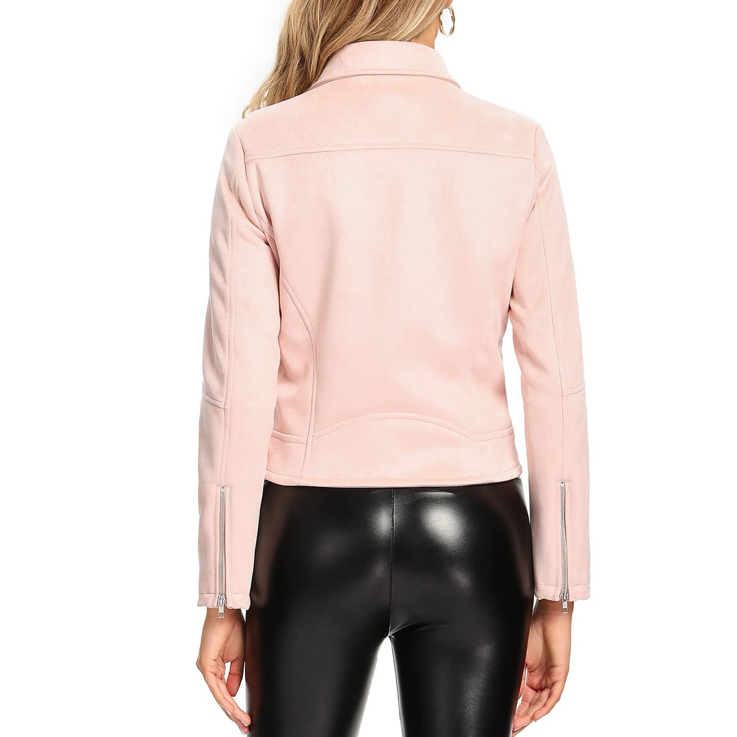S P Y M Womens Faux Leather Jacket, Moto Biker Suede Coat