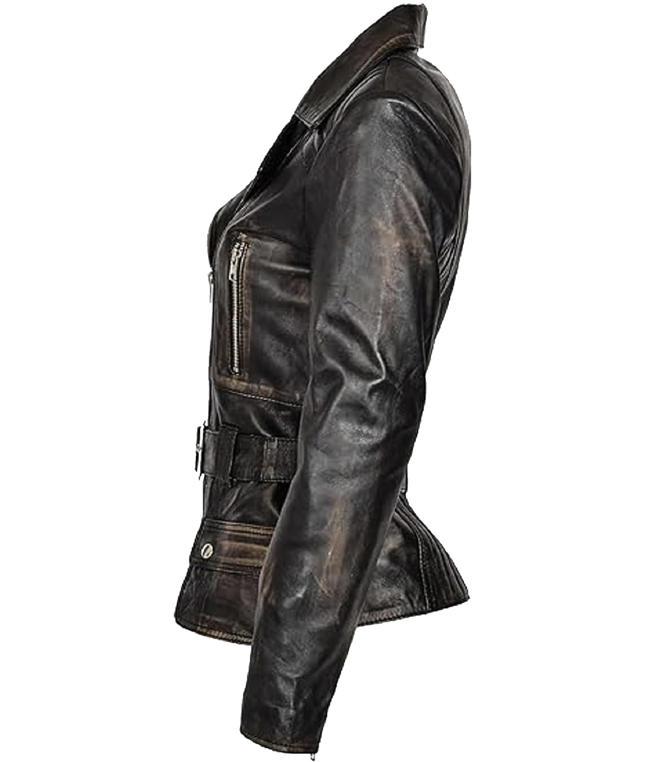 Crafter Womens Genuine Lambskin Leather Jacket | Classic rider leather jacket | Black Leather Jacket Women | Womens Leather Jacket