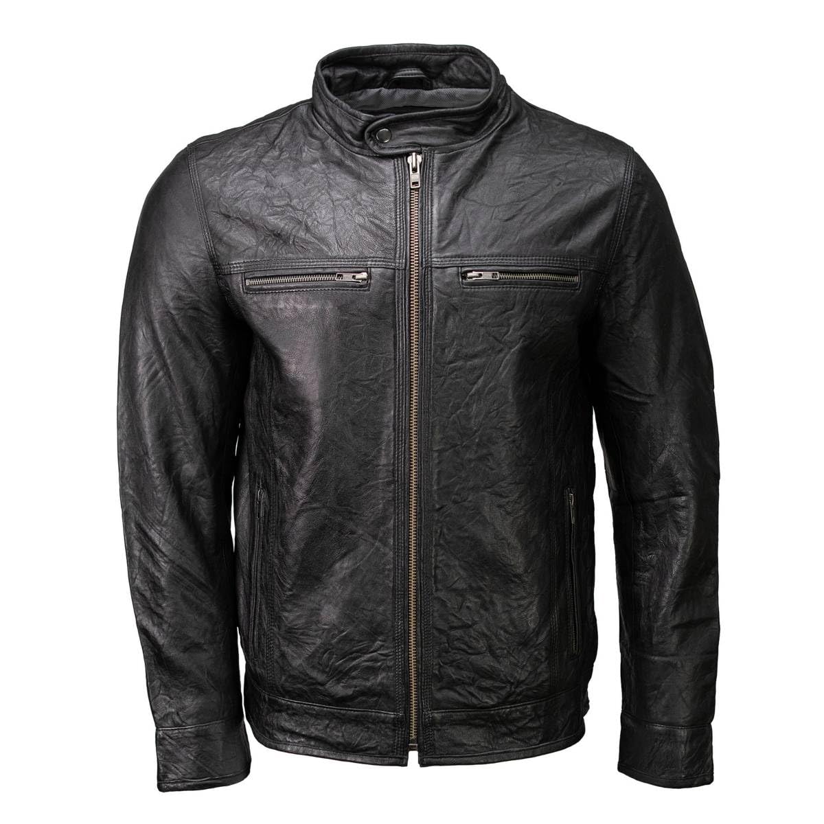 Milwaukee Leather SFM1866 Men's Classic Black Premium Leather Motorcycle Style Jacket with Zipper Front - 5X-Large