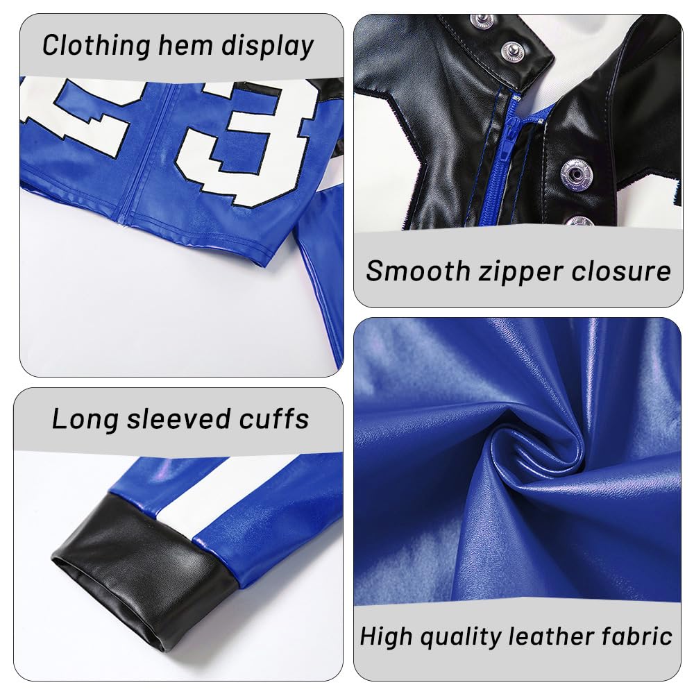 VOIKERDR Leather Jacket Cropped Jacket Motorcycle Jacket Y2K Letter Bomber Jacket Women Faux Leather Jacket Streetwear