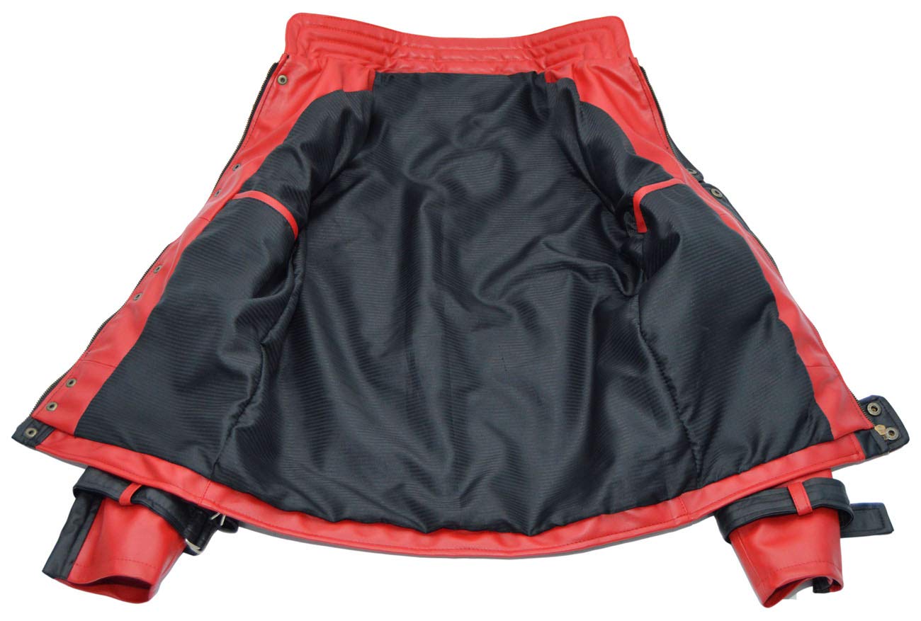 DIZLLER Party&Dance wear - D1 - Red & Black leather Jacket - FAUX Leather - 3XL