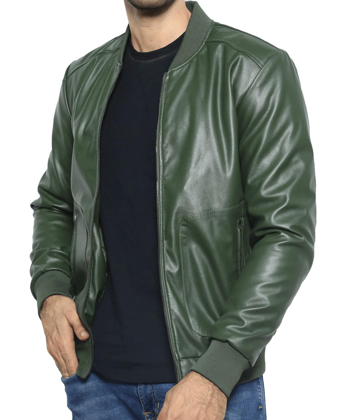 Crafter A2 Aviator Flying Tiger WWII Flight Aviator Bomber Jacket in Real Leather for Men B3 Bomber leather jacket (US, Alpha, X-Large, Regular, Regular, Olive)