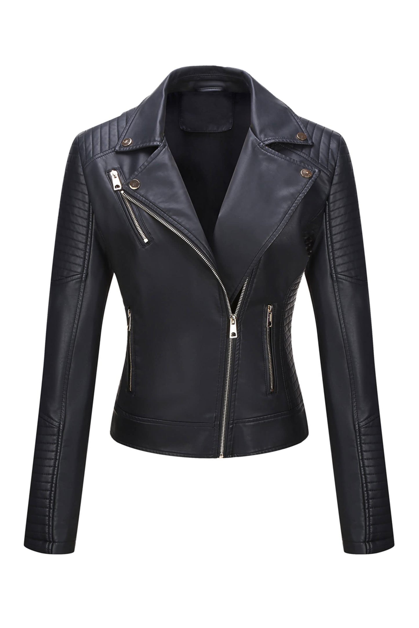 Bellivera Women's Faux Leather Casual Jacket 2026 Spring Trendy Motorcycle Outfits Lightweight Classic Coat 53 Black XL