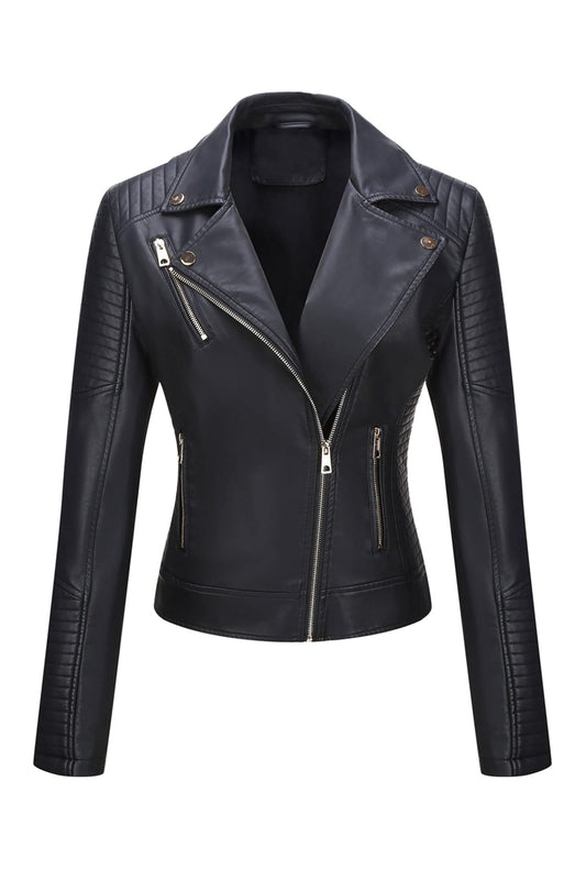 Bellivera Women's Faux Leather Casual Jacket 2026 Spring Trendy Motorcycle Outfits Lightweight Classic Coat 53 Black XL