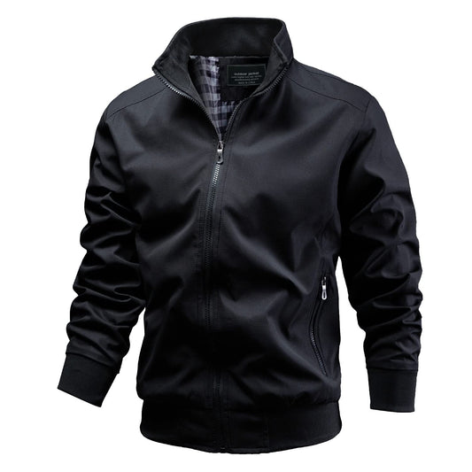 TLZC Men's Casual Jacket Outdoor Windbreaker Lightweight Softshell Flight Bomber Jackets (Black, X-Large)