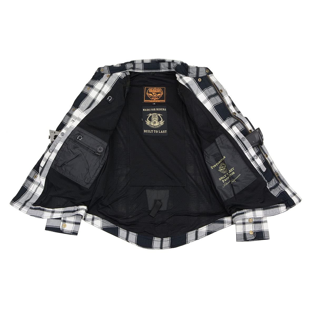 Milwaukee Leather Men's Long Sleeve Armored Flannel Shirt - Large