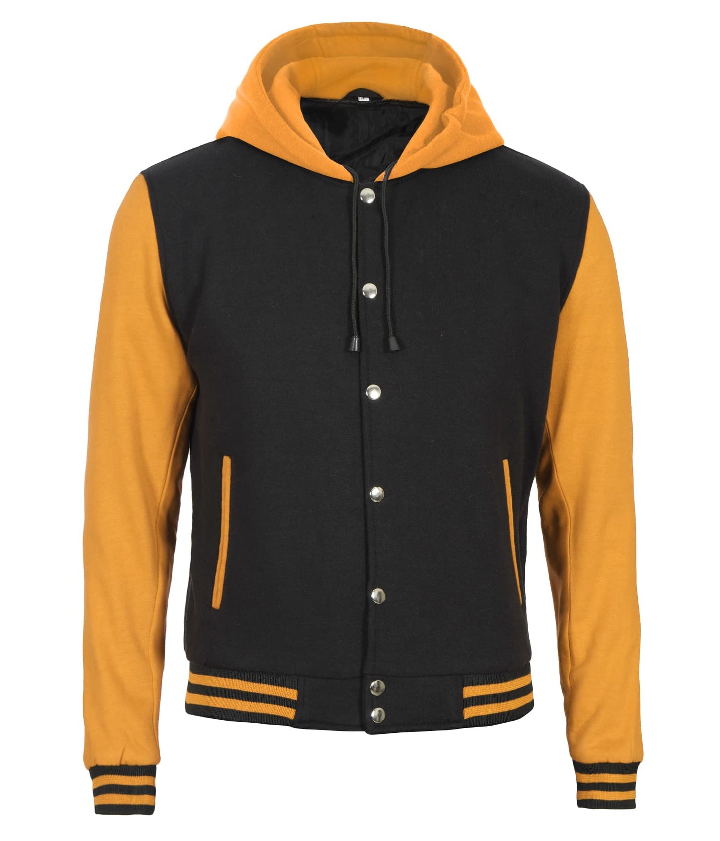 Decrum Hooded Varsity Jacket Men - Mens Bomber Jackets Lightweight | [40071083] Yellow Sleve, M