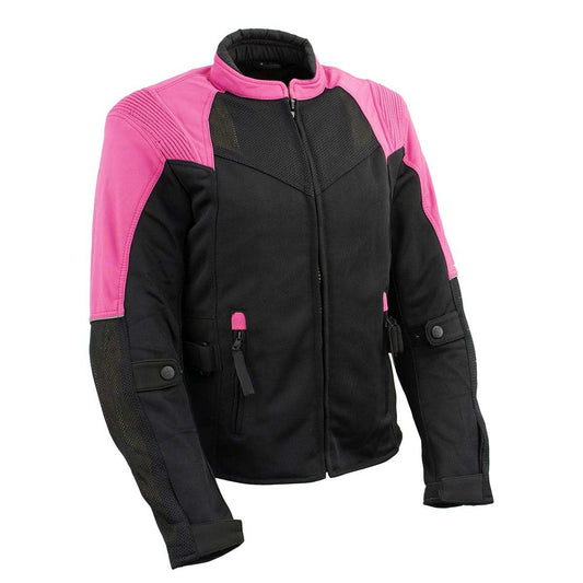Milwaukee Leather Women's Be Cool Black/Fuchsia Textile Motorcycle Jacket w/CE Armor - MPL22702 - XX-Large