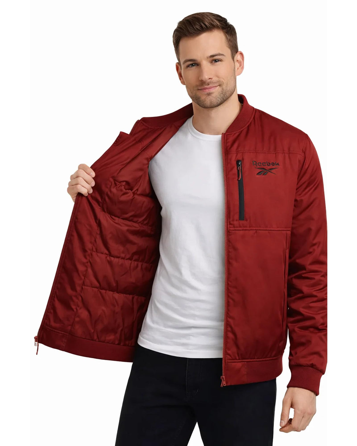 Reebok Mens Insulated Bomber Jacket for Golf, Gym & Hiking