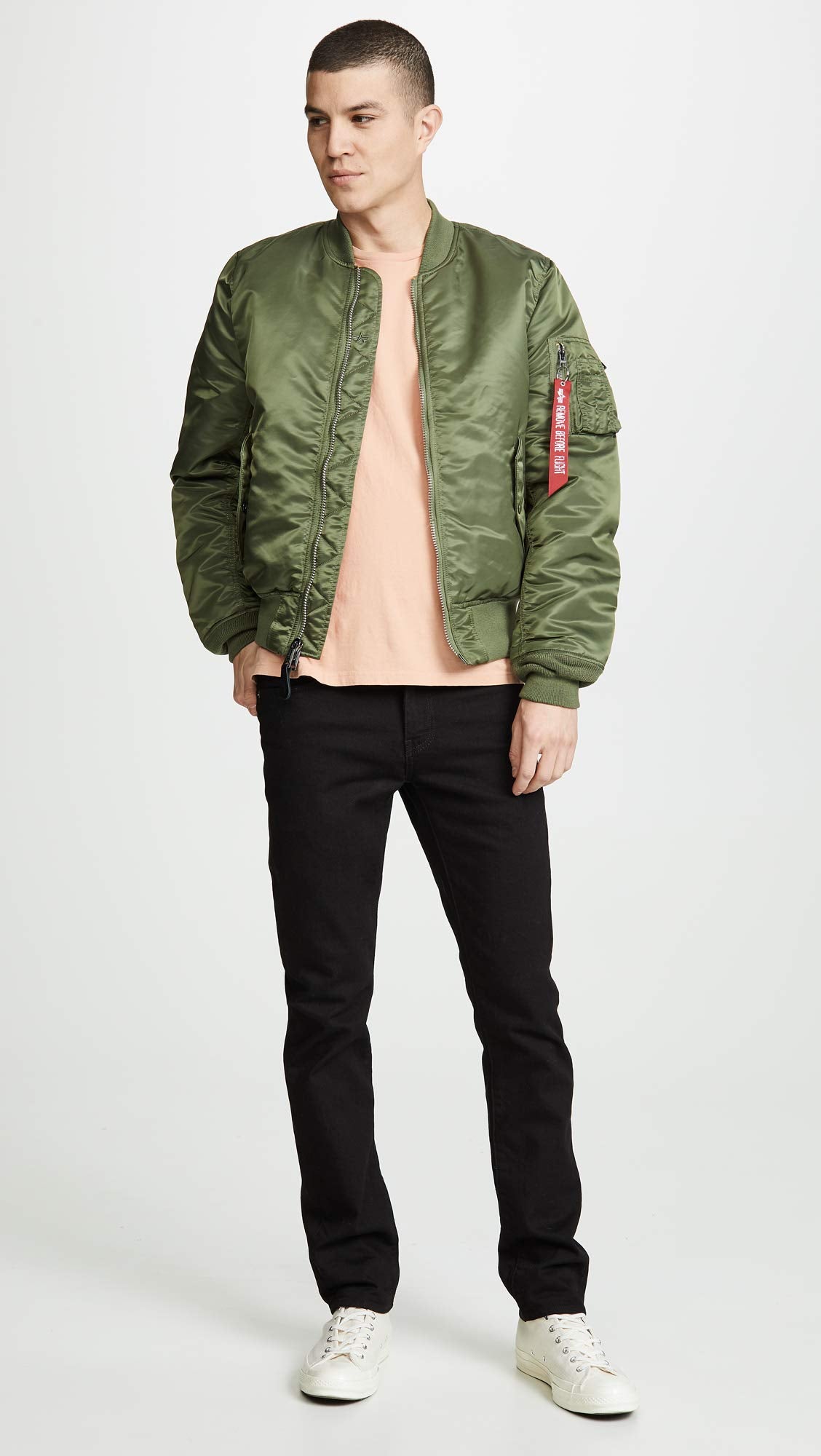 Alpha Industries MA-1 Slim Fit Bomber Flight Jacket - Fighter Pilot Flight Jacket - Sage, S