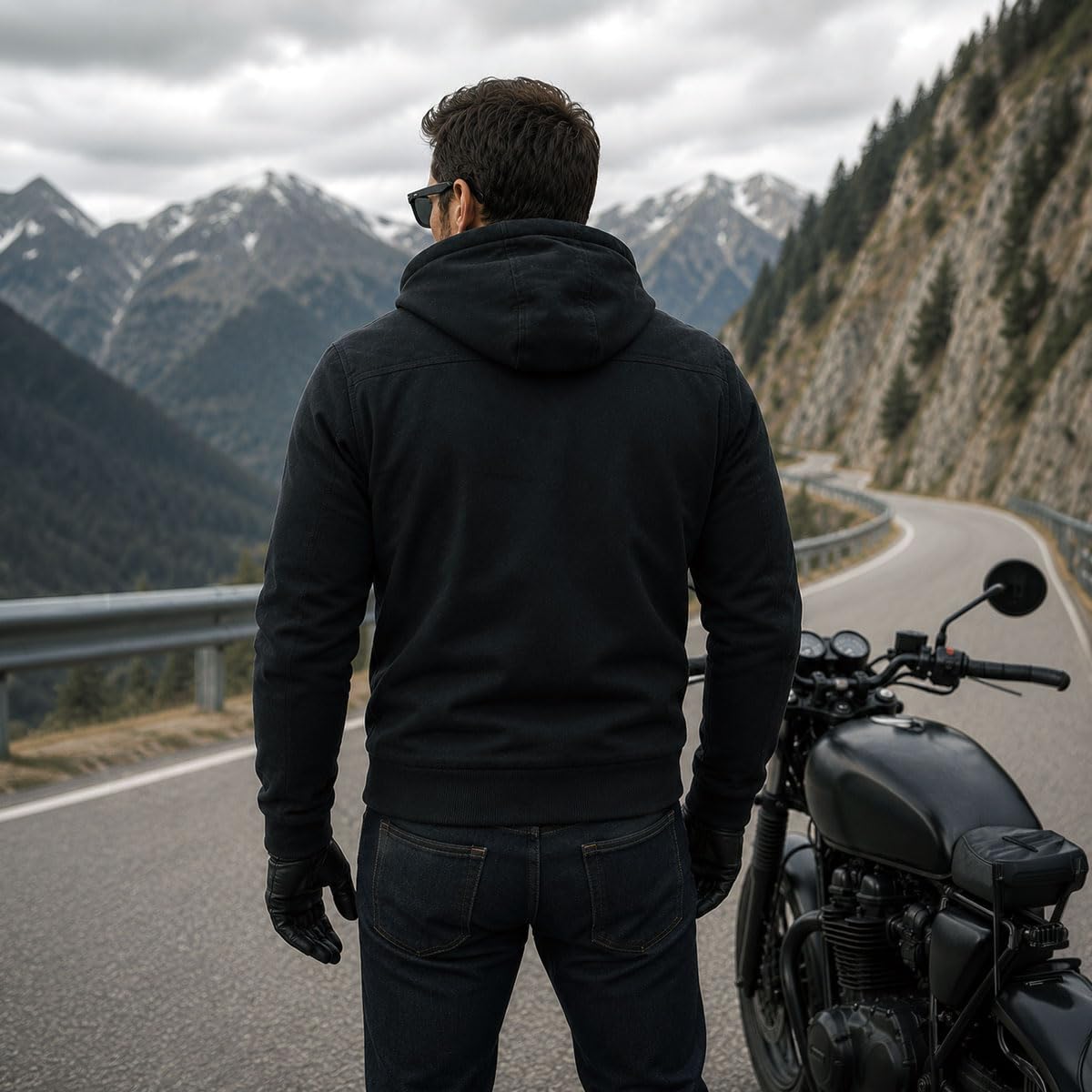 Milwaukee Leather Men's Streetguard Riding Hoodie - Aramid Reinforced with CE Shoulder and Elbow Armor - Large Black