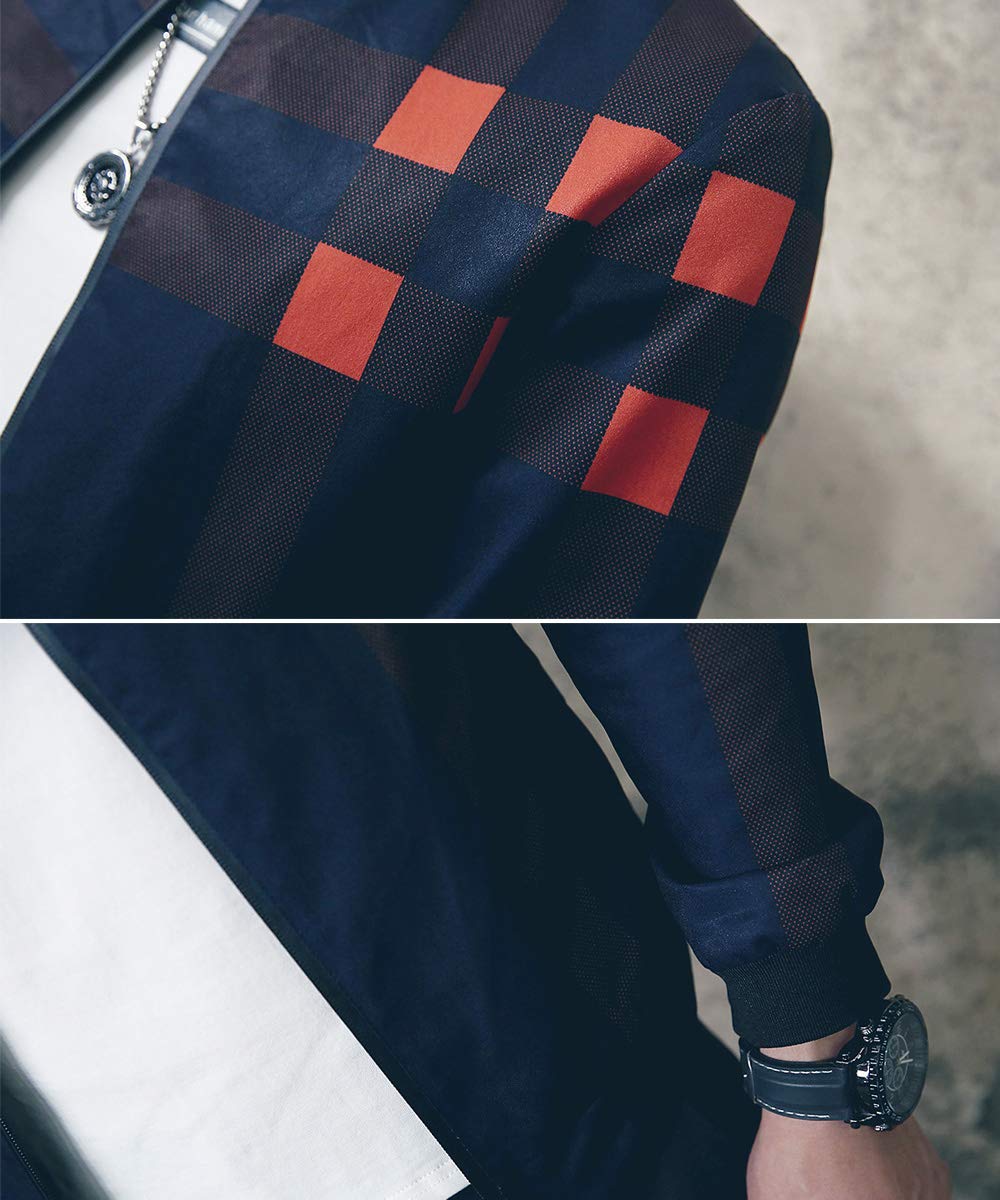 LOGEEYAR Men's Bomber Jacket Casual Lightweight Jacket Color Block Windbreaker Coat with Pocket