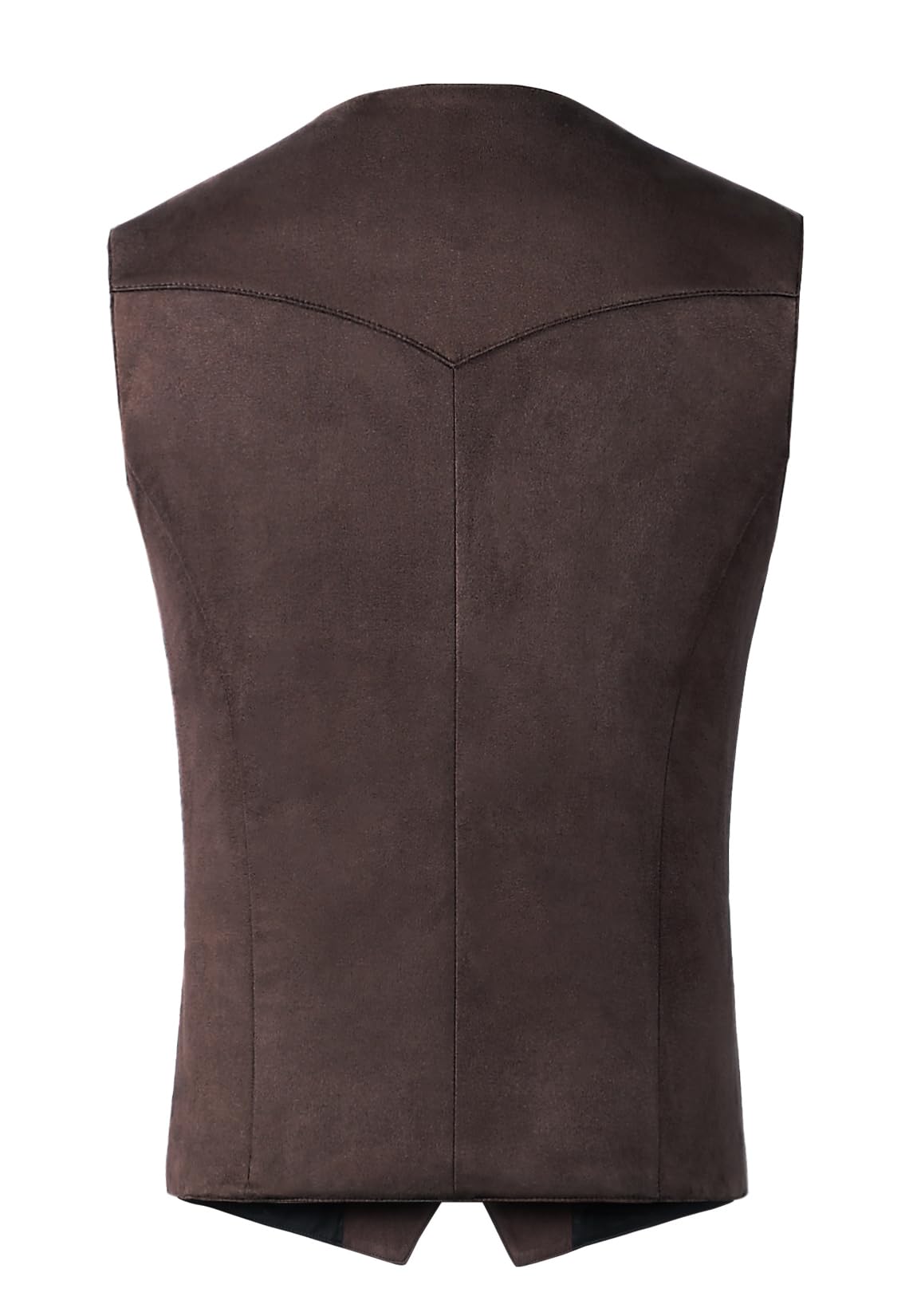 JULUOYIE Men's Suede Leather Vest Vintage Cowboy Waistcoats Wedding Slim Fit Sleeveless Jacket Brown