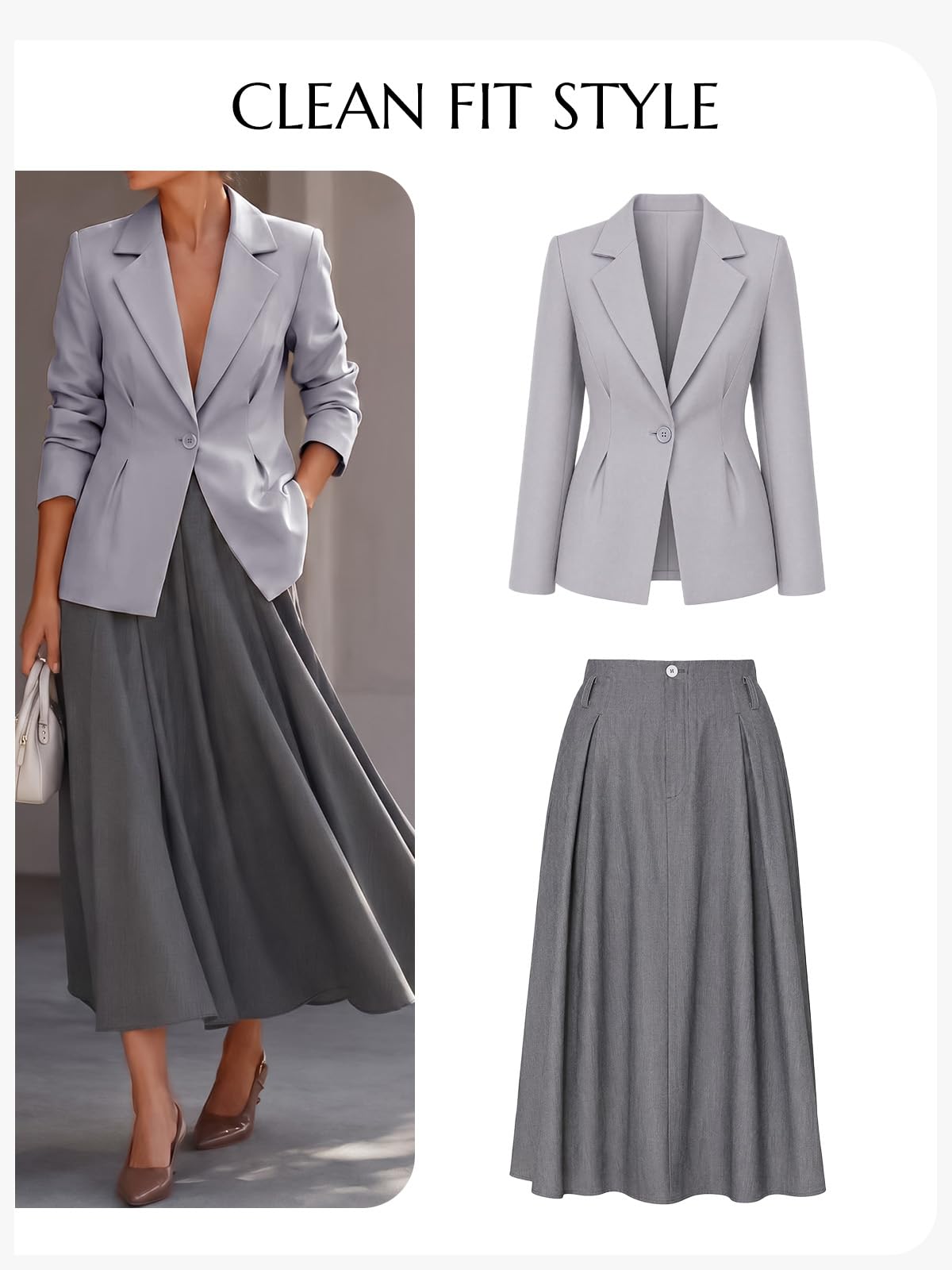 Cicy Bell Womens Business Casual Blazer Open Front Pleated Suit Jackets