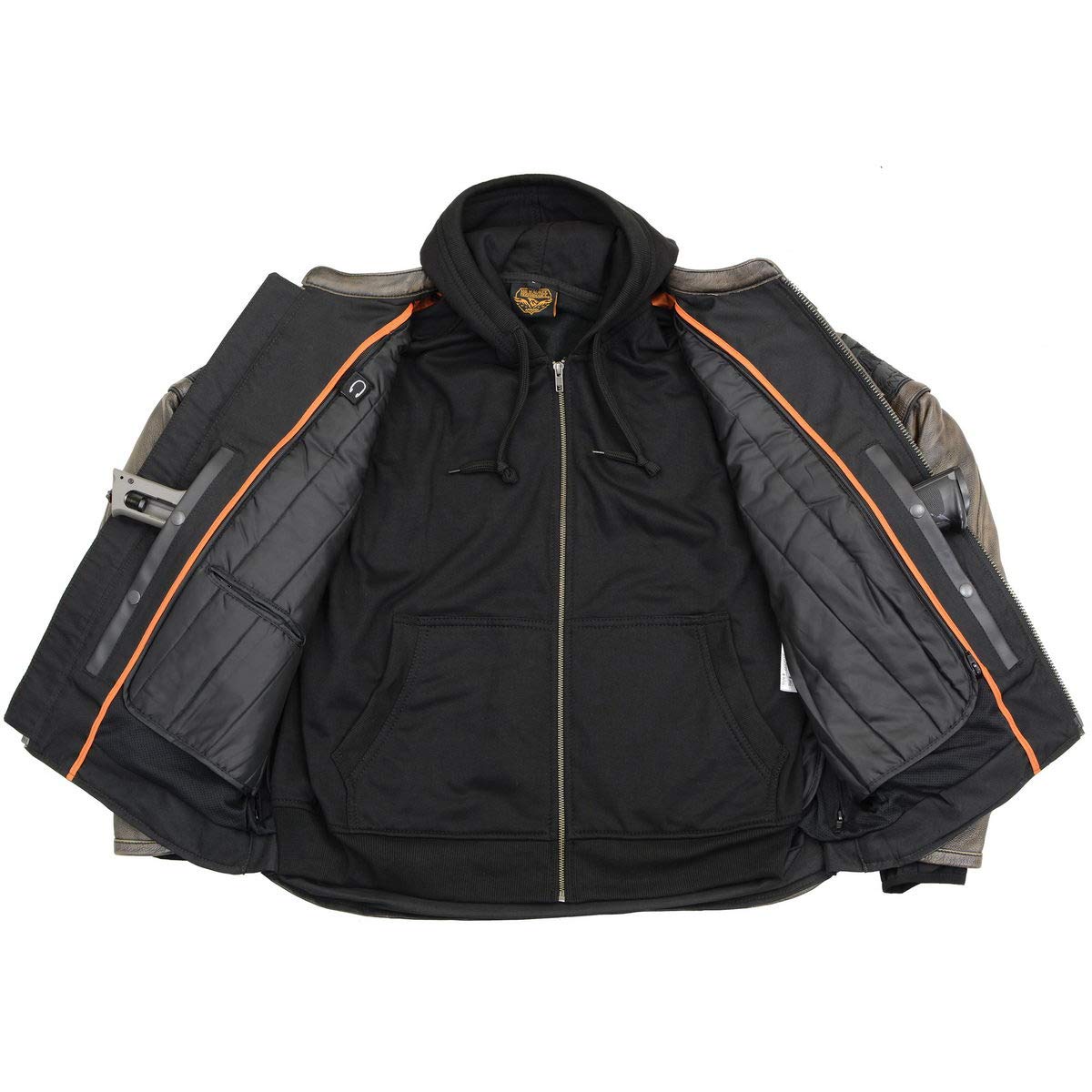 Milwaukee Leather MLM1561 Men's Distressed Brown Leather Jacket with Reflective Skulls - Small