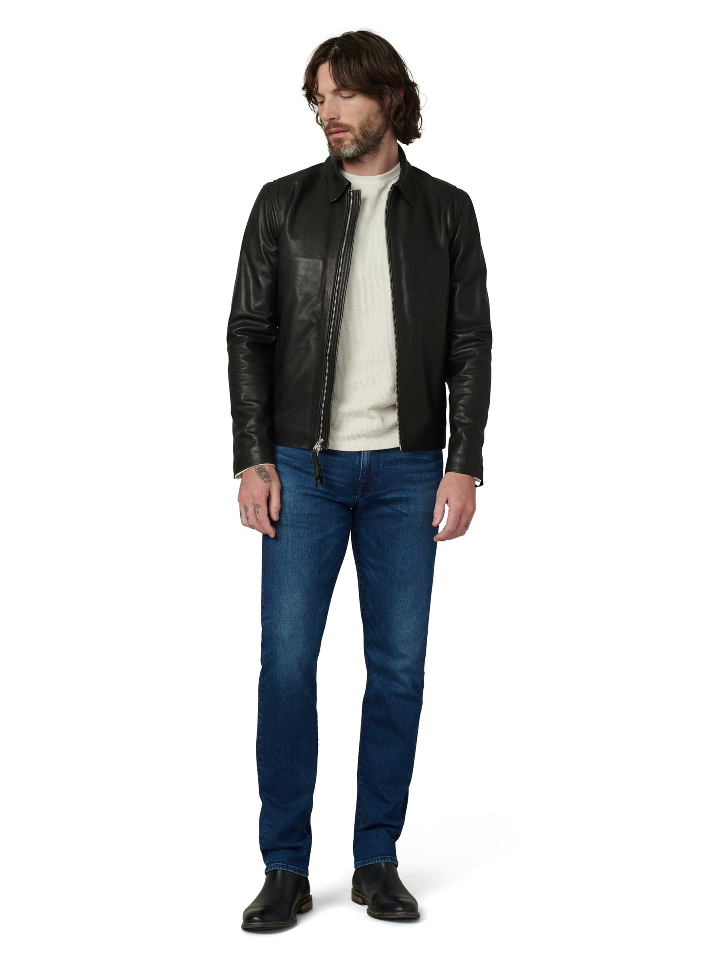 Joe's Jeans Men's Refined Leather Moto Jacket, Black