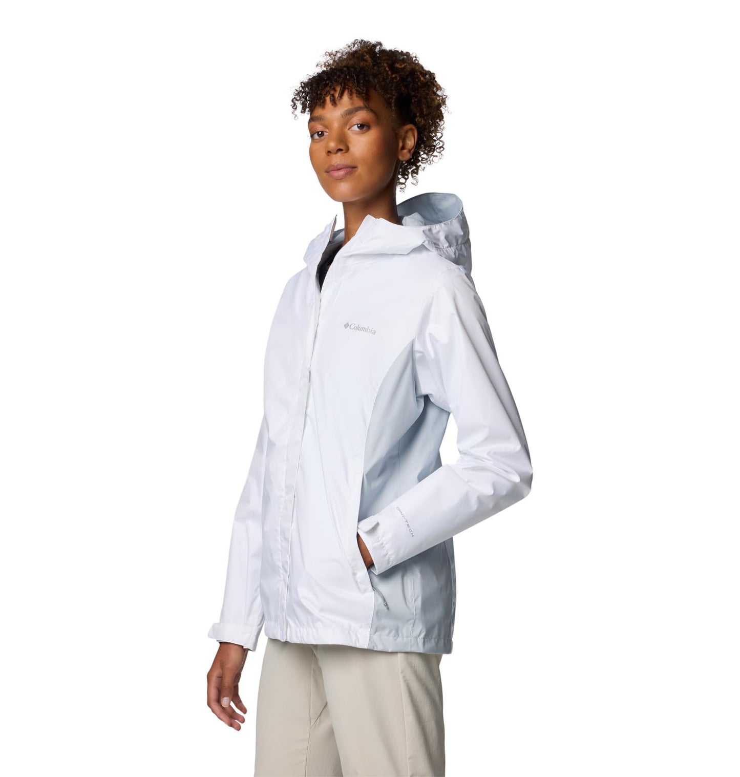 Columbia Womens Arcadia II Waterproof Rain Jacket, White/Cirrus Grey, Medium
