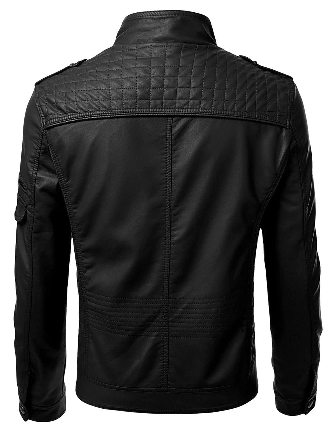 DECIMAL Men's Black Genuine Lambskin Leather Biker Jacket VINTAGE REAL MOTORCYCLE JACKETS FOR MEN (X-LARGE)