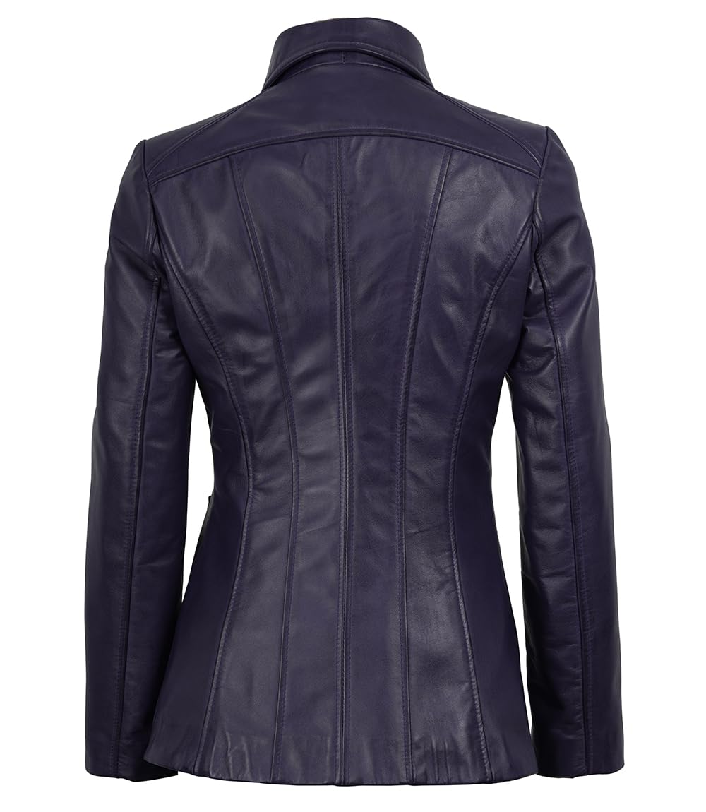 Decrum Purple Leather Coat for Women - Womens Leather Jacket | [1332053] Marsha Purple Wax, M