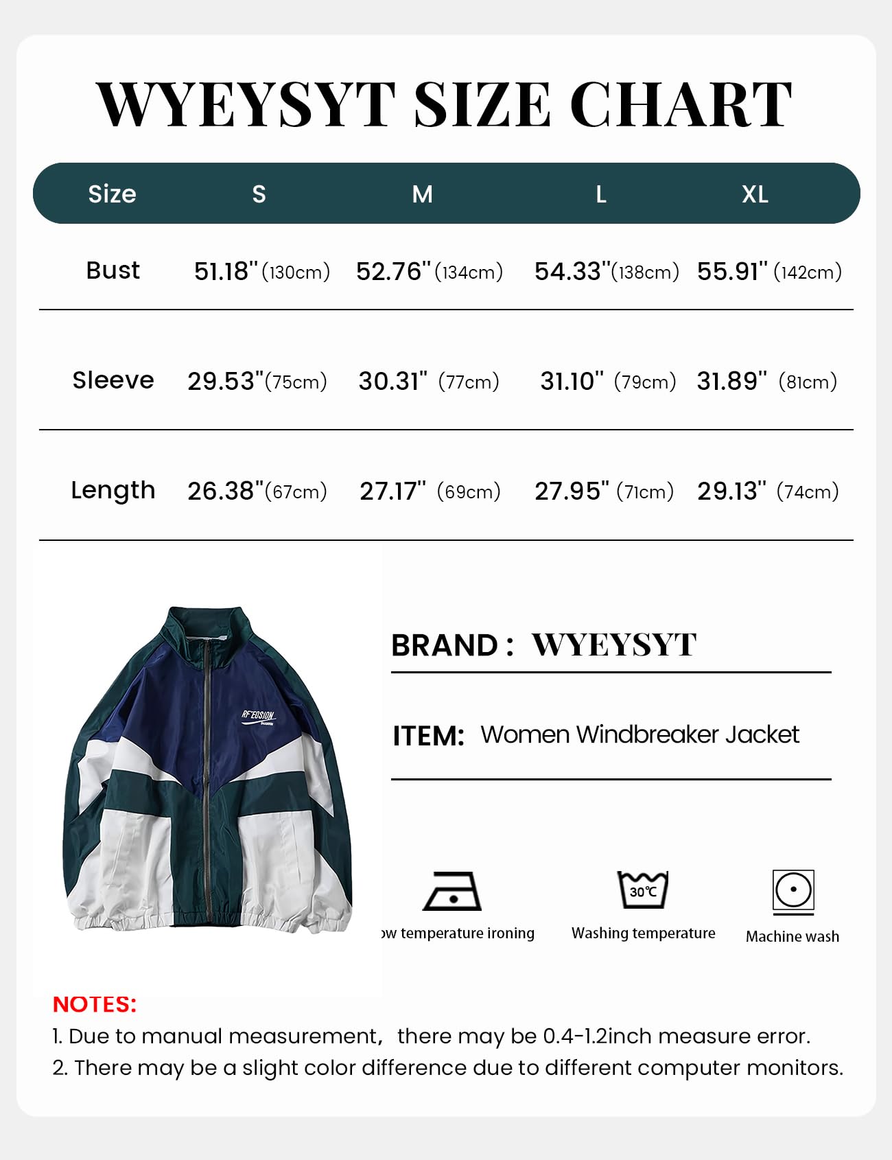 Wyeysyt Women Windbreaker Jacket Y2k Varsity Oversized Jacket(Green-S)