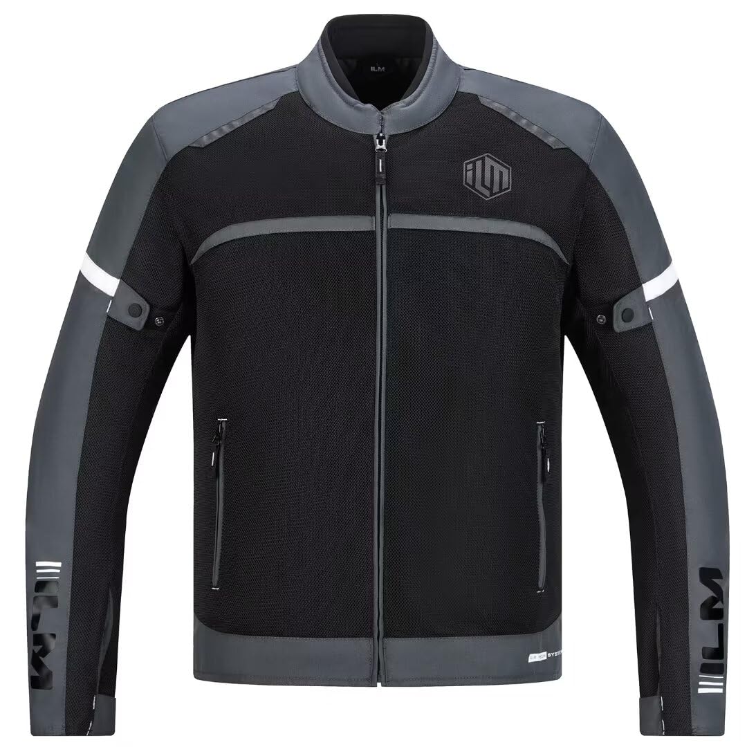 ILM Motorcycle Riding Jacket with Mesh CE Armor and Detachable Thermal Liner Dual Sport All Season for Men Model JAM1(Grey,X-Large)