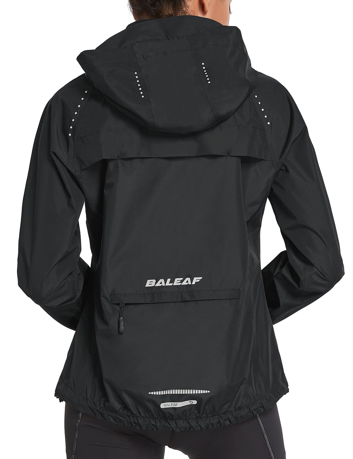 baleaf Packable Rain Jacket Women Waterproof Lightweight Windbreaker Jacket for Hiking Cycling Reflective Hooded