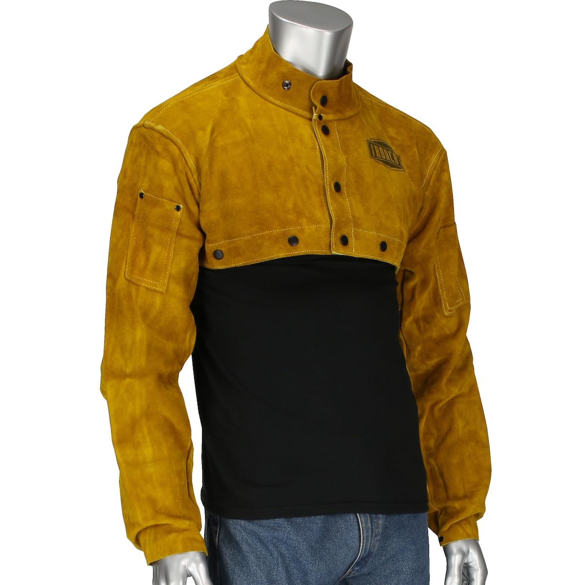 IRONCAT 7000 Cowhide Leather Welding Cape Sleeve - Golden Yellow, Large Size Cape Jacket with Heat Resistance. Welding Gears