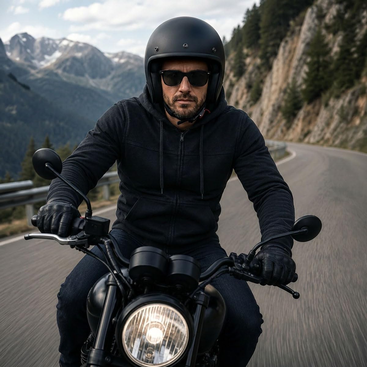 Milwaukee Leather Men's Streetguard Riding Hoodie - Aramid Reinforced with CE Shoulder and Elbow Armor - Large Black