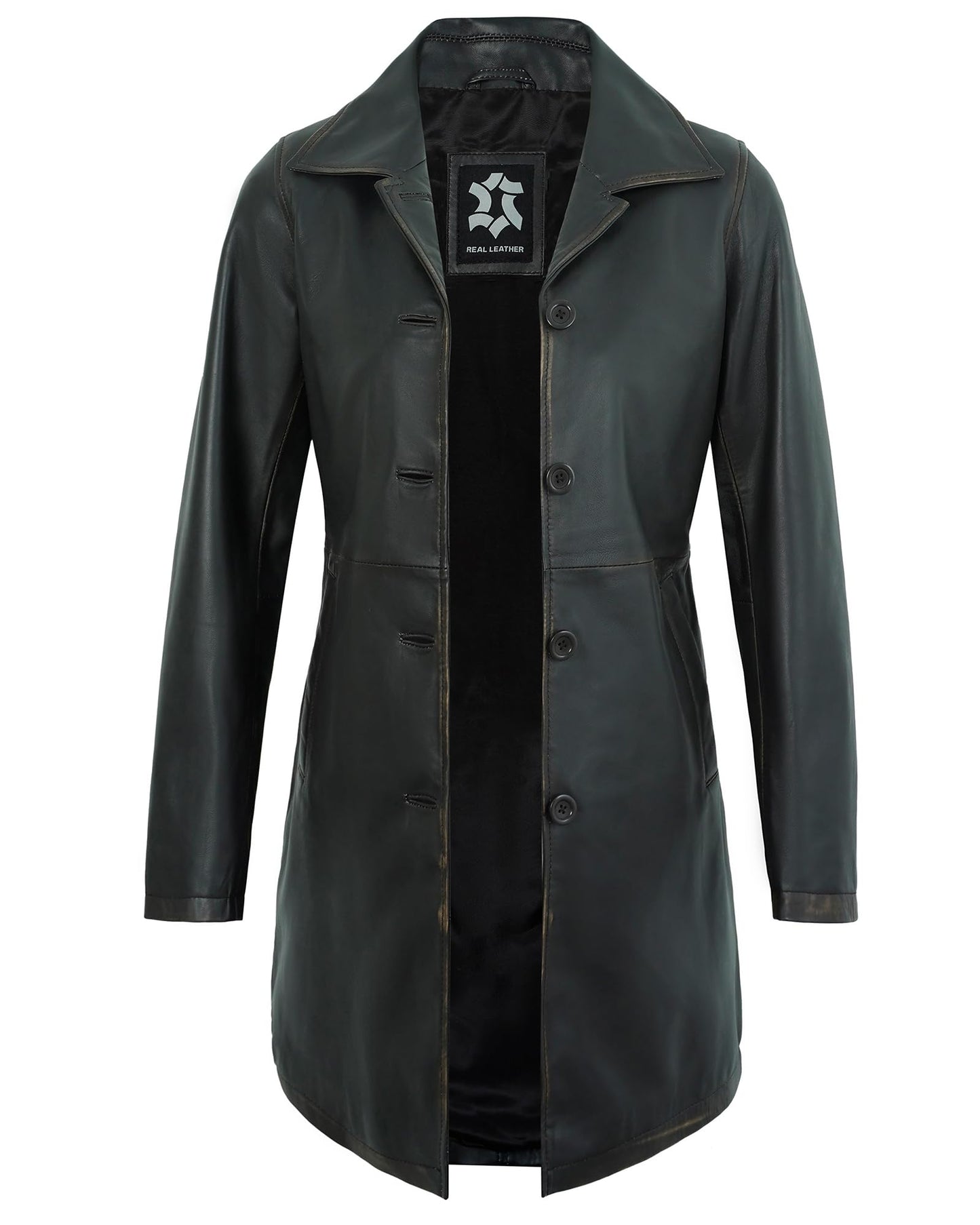 UrbanFocal Real Lambskin Outerwear Black Leather Coats For Women - Casual Long Womens Leather Jackets | [101012105] Angla Ruboff, XL