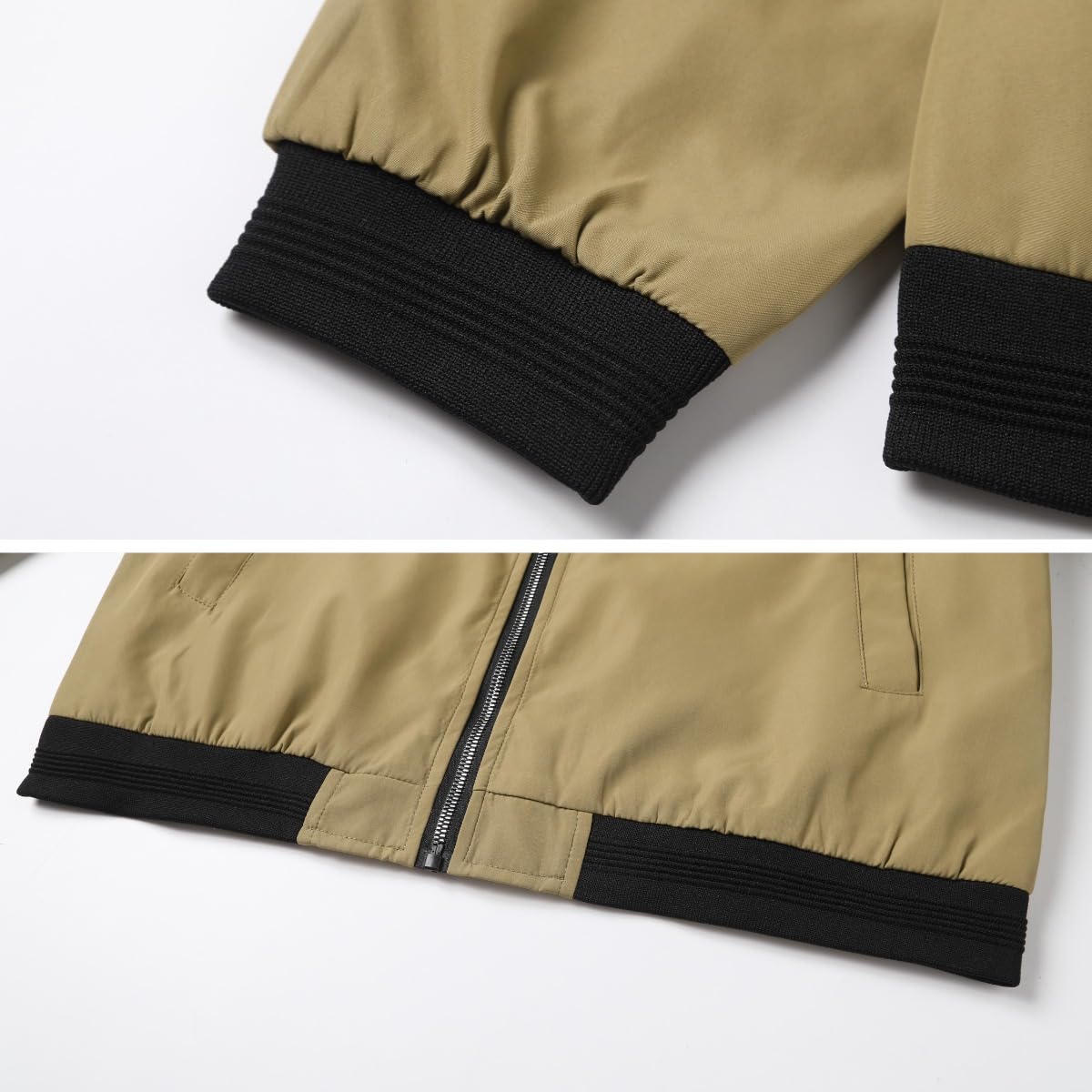 Lavnis Men's Flight Bomber Jacket Lightweight Softshell Coat Sportwear Zipper Windbreaker Khaki XL