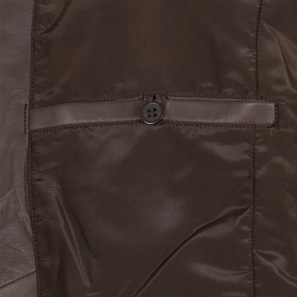 Isaac & David Chicago Lambskin Genuine Casual Wear Leather Blazer Sport Coat with Classic Button Closure for Men Tan Brown (as1, alpha, x_l, regular, regular, Dark Brown)