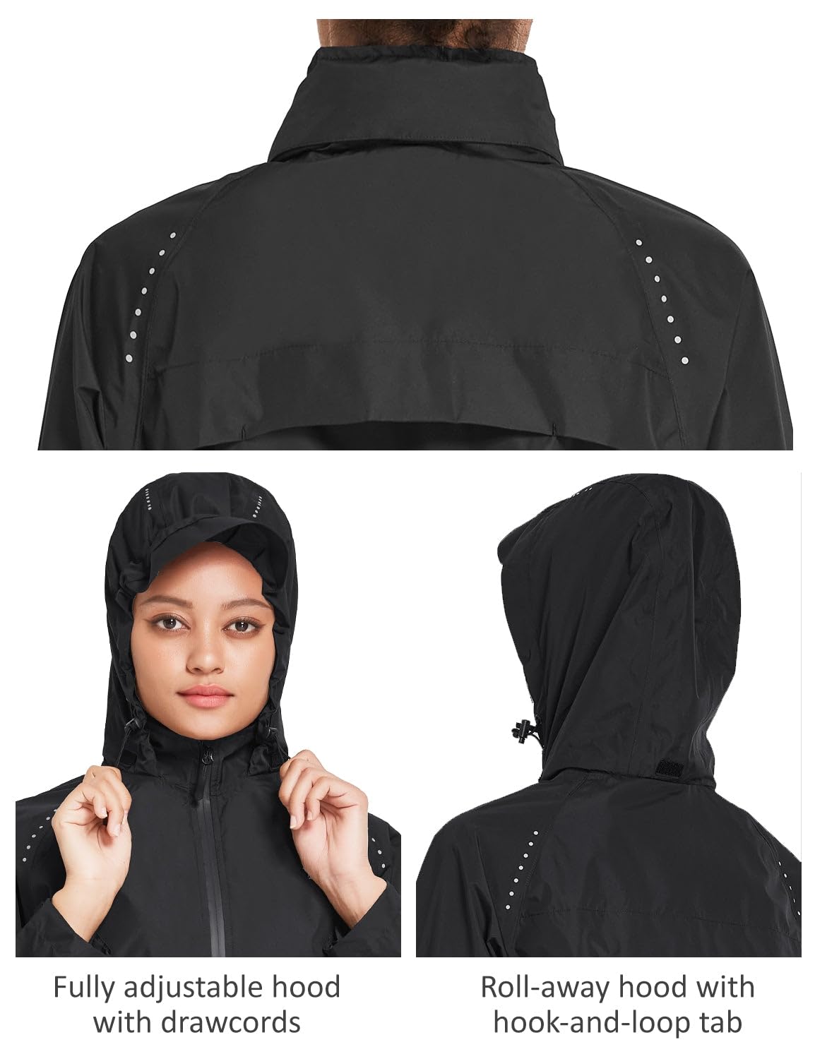 baleaf Packable Rain Jacket Women Waterproof Lightweight Windbreaker Jacket for Hiking Cycling Reflective Hooded