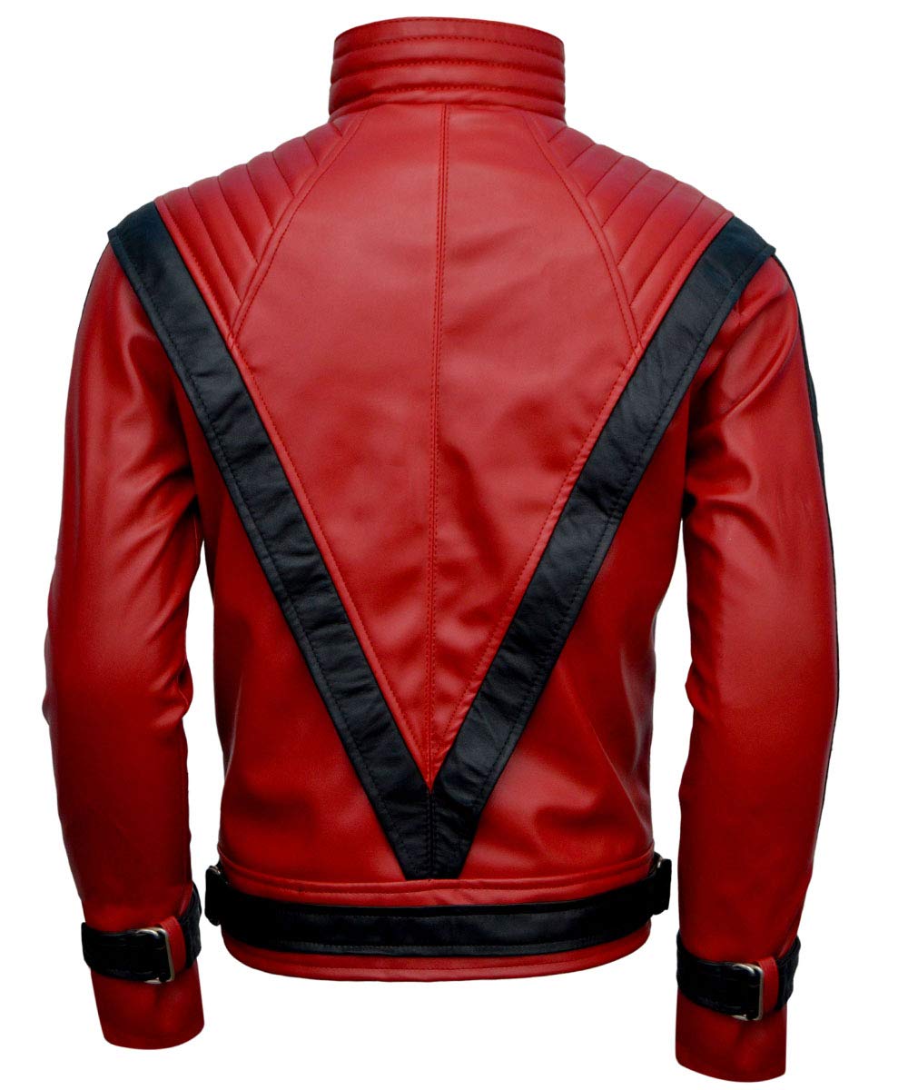 DIZLLER Party&Dance wear - D1 - Red & Black leather Jacket - FAUX Leather - 3XL