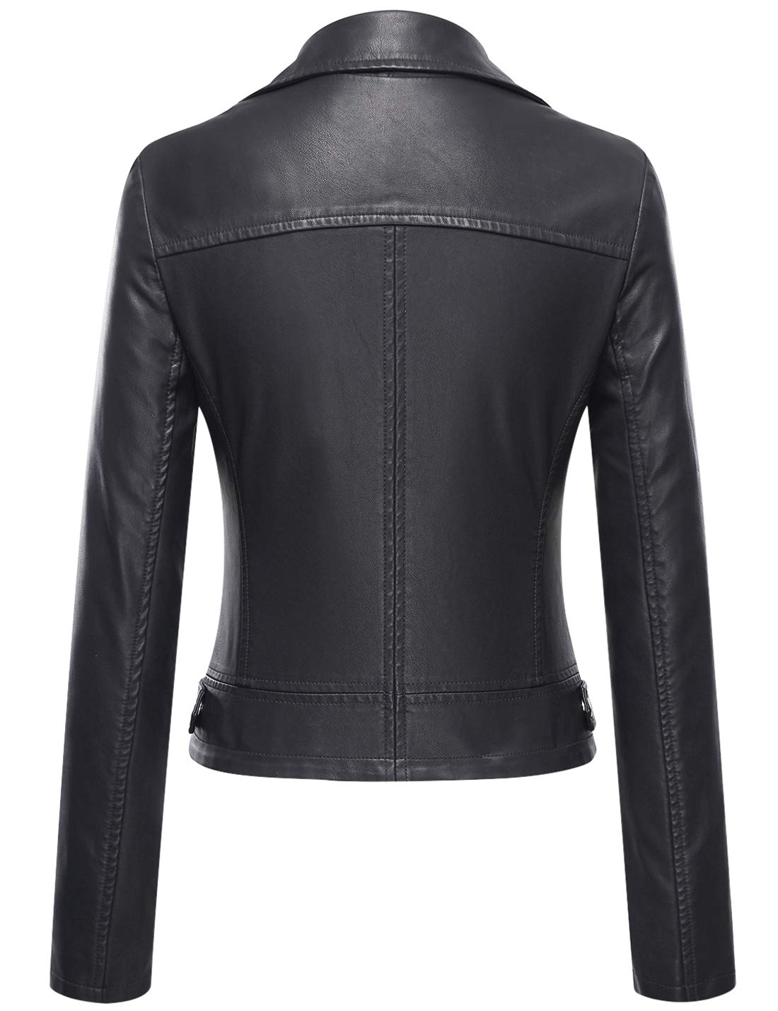 Tanming Women's Faux Leather Moto Biker Short Coat Jacket (Black-S)