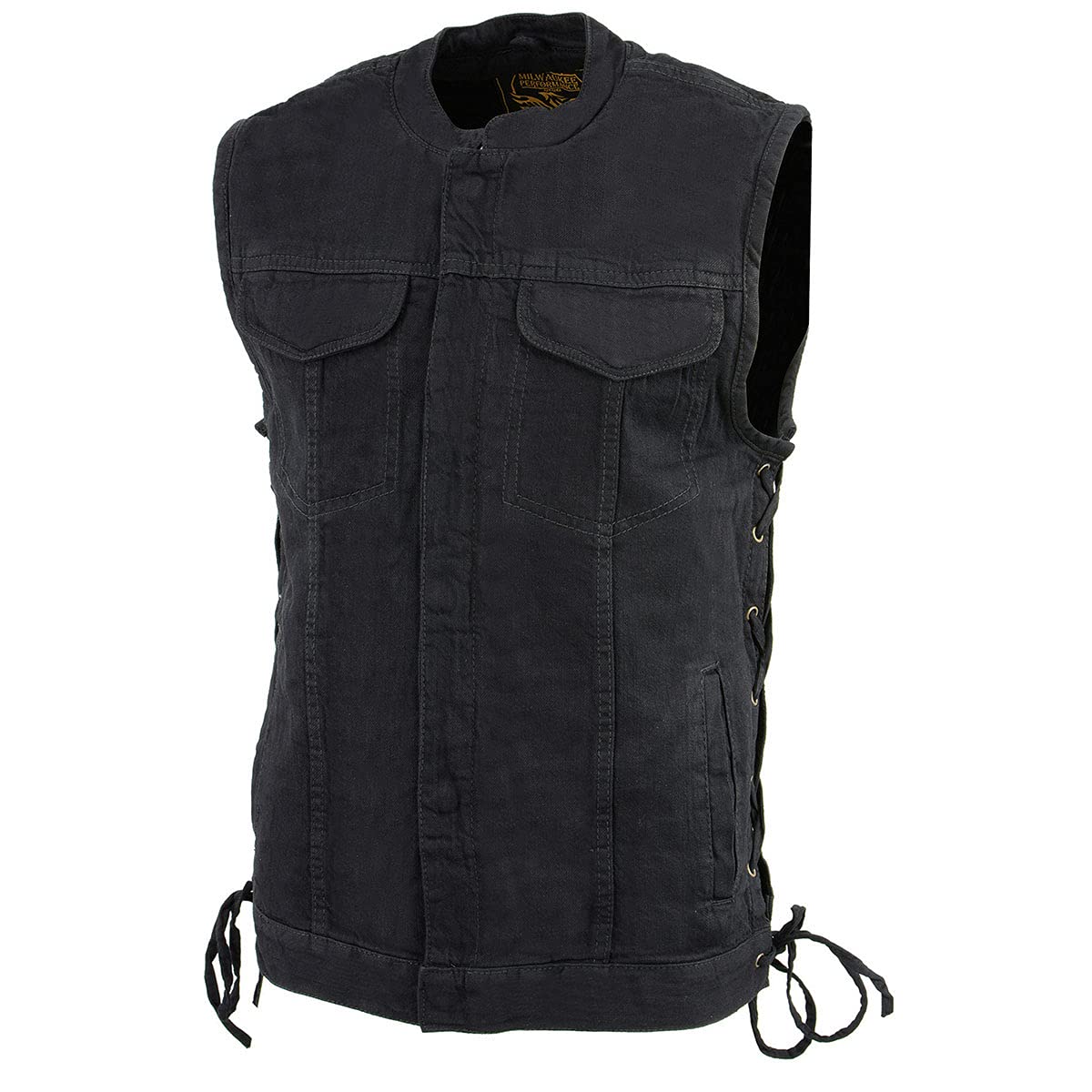 Milwaukee Leather Men's Classic Club Style Premium Denim Motorcycle Biker Vests MDM - Medium