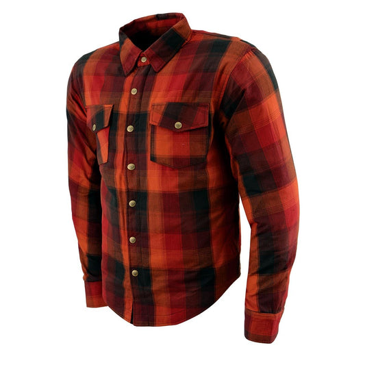 Milwaukee Leather Men’s Motorcycle Flannel Shirt - Aramid Fibers Reinforced Impact Zones w/CE Removable Armor - Large